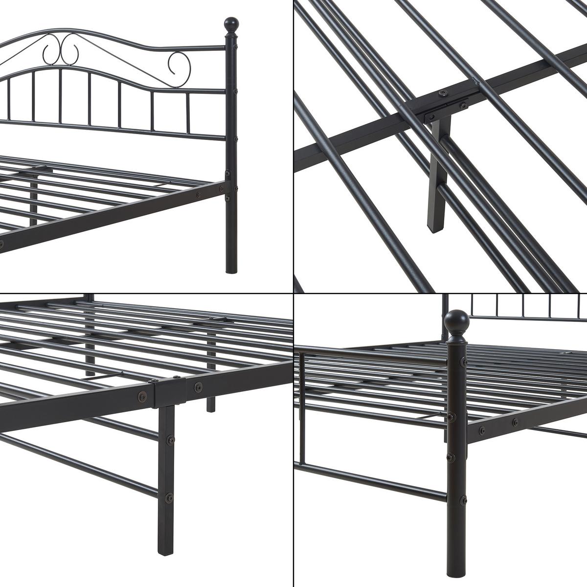 METALLBETT Florenz - Schwarz, Metall (160/200cm) - [en.casa]