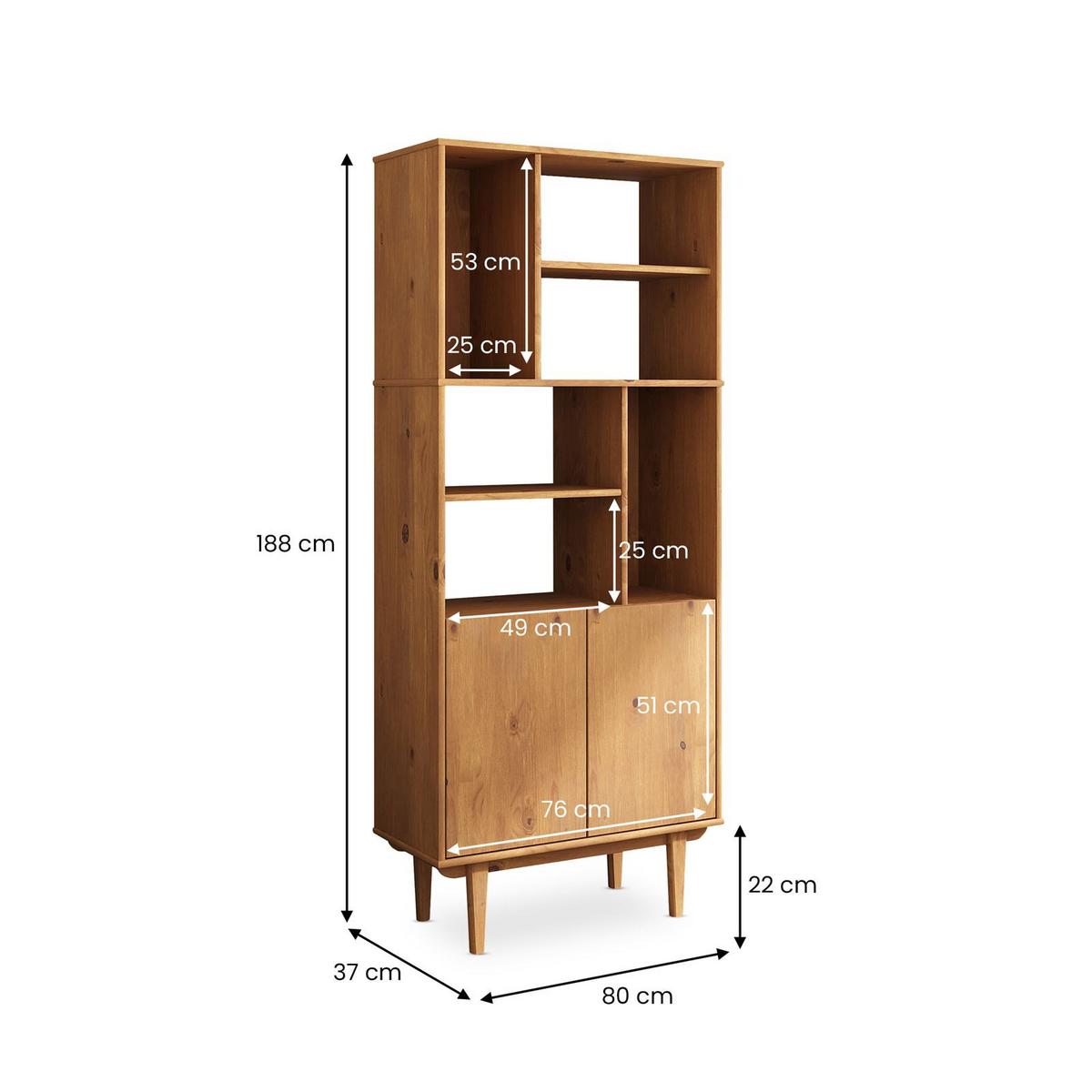 WOHNZIMMERSCHRANK SIMONA Eiche - Eichefarben, Holz (80/188/37cm) - IDIMEX