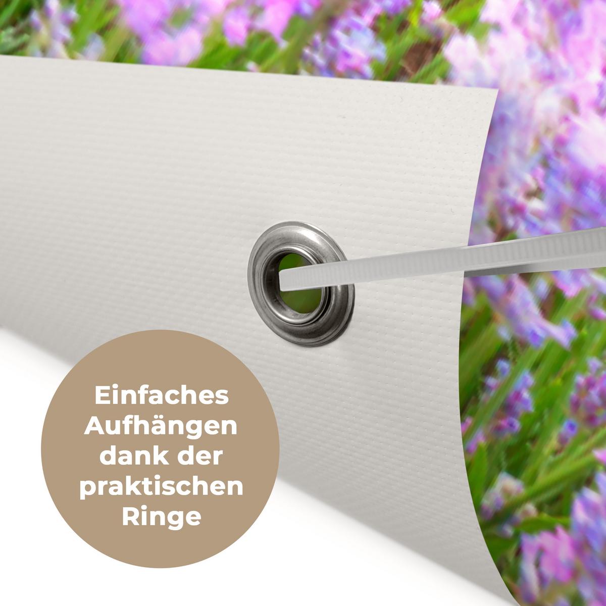 GARTENPOSTER Blumen - Lavendel - Lila - Himmel - Sonnenuntergang - Wiese - Natur Outdoor Bilder 80x120 cm - Flieder, Kunststoff (80/120/0.2cm) - OnlyWow