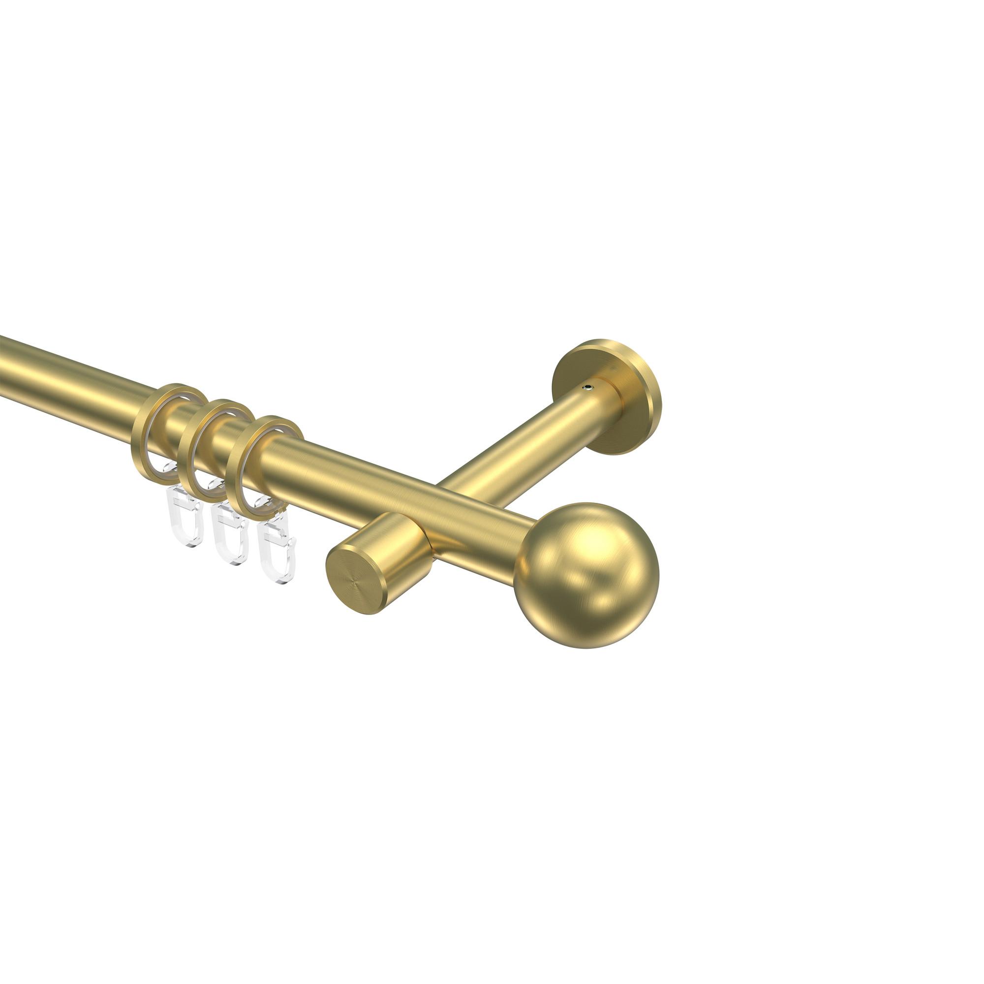 GARDINENSTANGE Prestige Luino 320 cm (geteilt in 2 x 160 cm), 1-läufig, 20 mm Ø Messing-Optik - Messingfarben, Metall (320cm) - INTERDECO