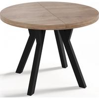 ESSTISCH Twixy runder ausziehbarer, Sonoma Eiche 100-150/100/76 cm - Schwarz/Sonoma Eiche, Holz/Holzwerkstoff (100/150/76cm) - WFL GROUP