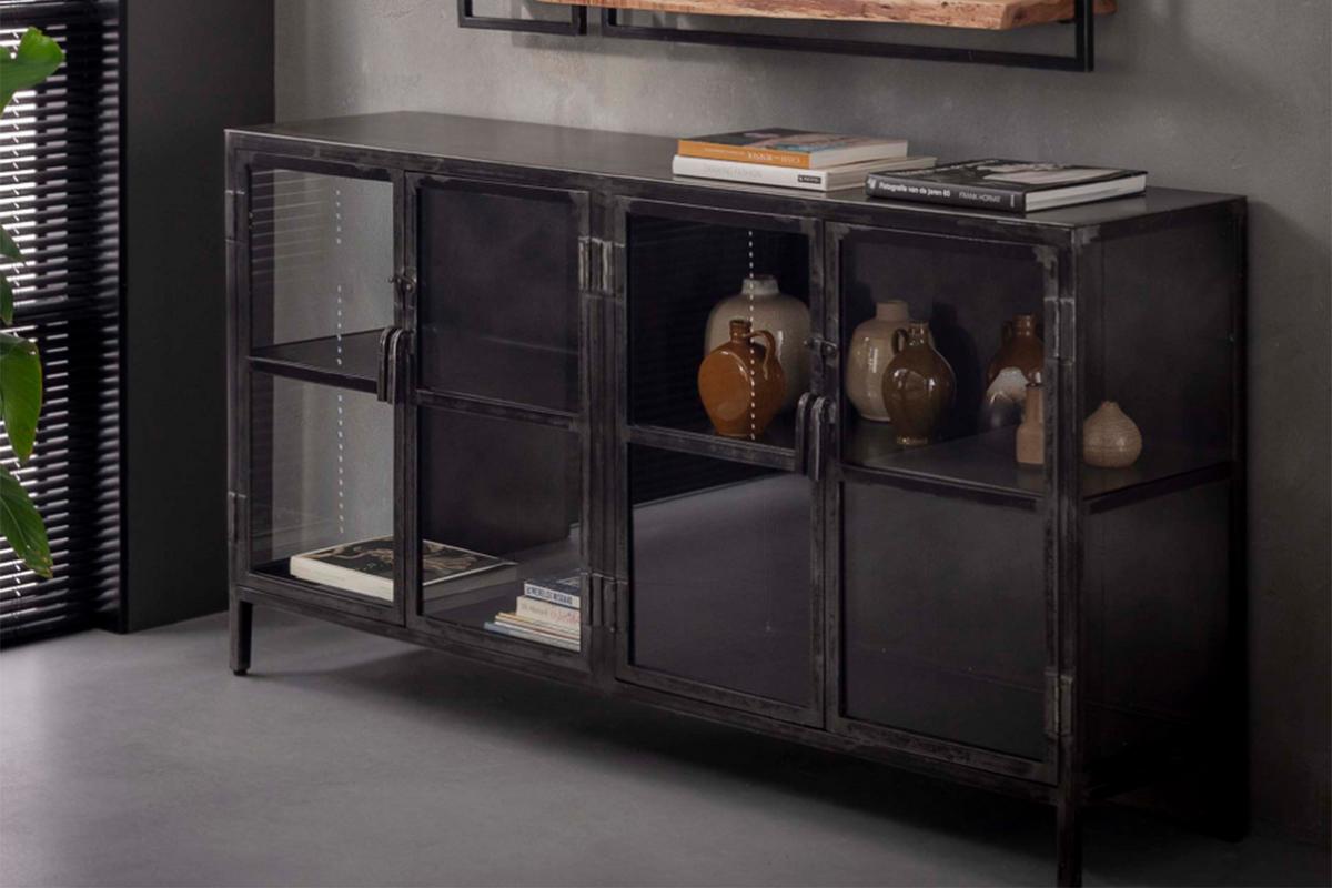 SIDEBOARD BREST Schwarz Metall - Schwarz, Metall (180/92/40cm) - KAWOLA