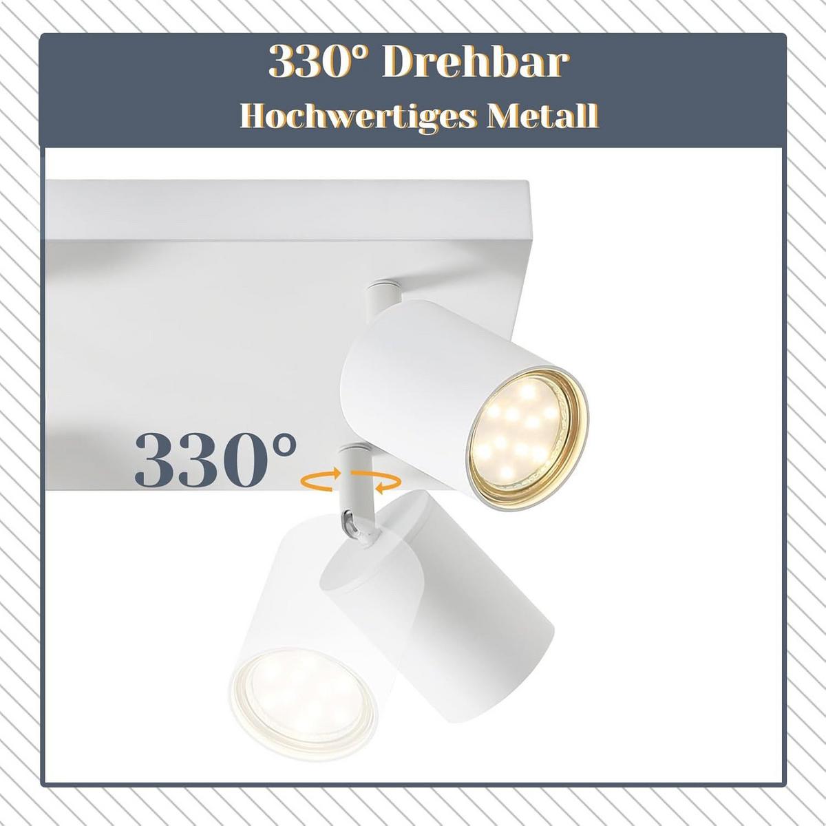 DECKENSTRAHLER Kanna 25/25/14 cm - Weiß, Metall (25/25/14cm) - ZMH