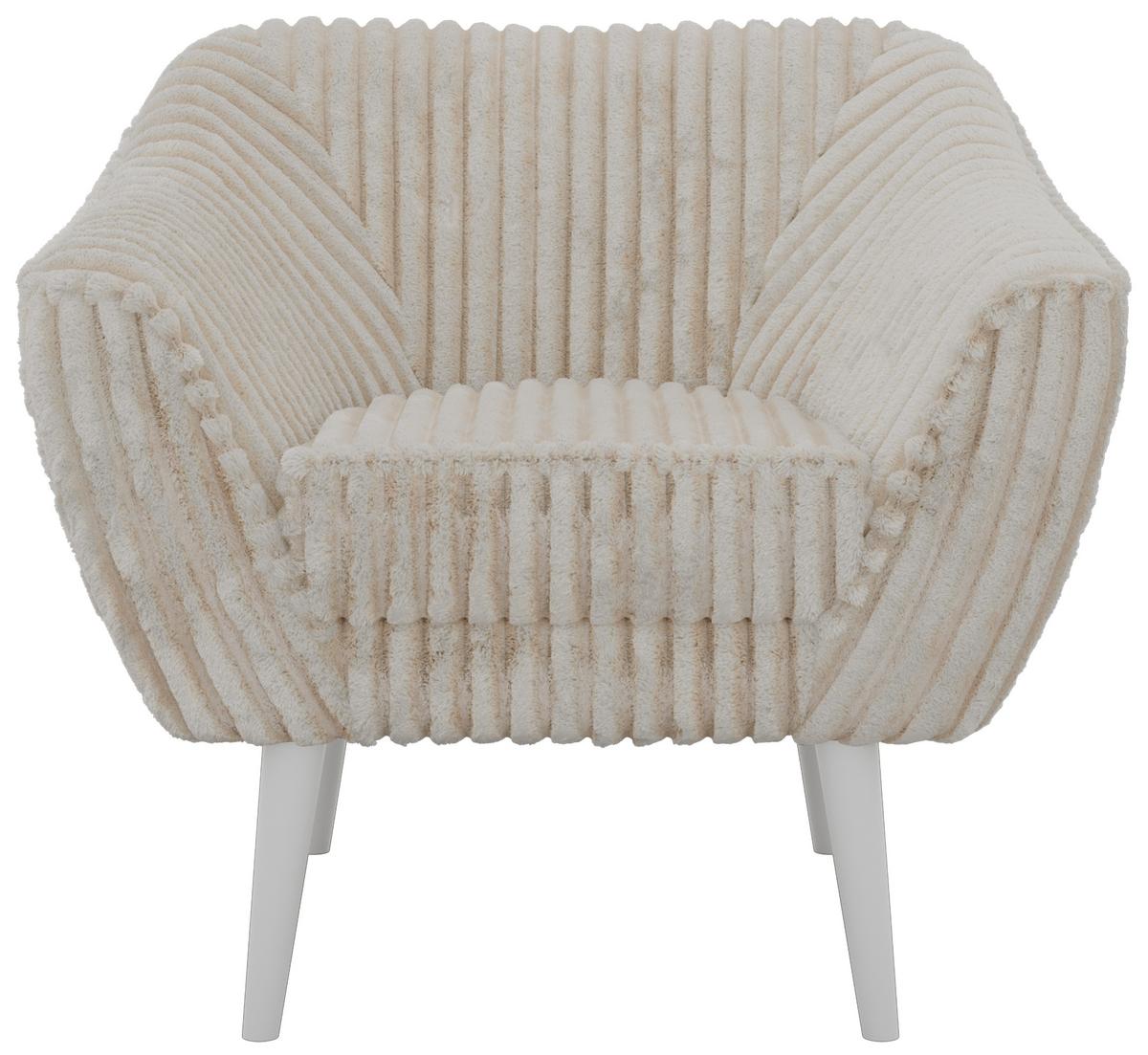 SESSEL PIRS - Beige Cord - Weiße Beine - Beige/Creme, Holzwerkstoff/Textil (80/75/74cm) - MKS