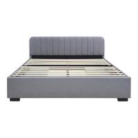 POLSTERBETT Nofrenna - Schwarz/Grau, Holzwerkstoff/Kunststoff (140/200cm) - [en.casa]