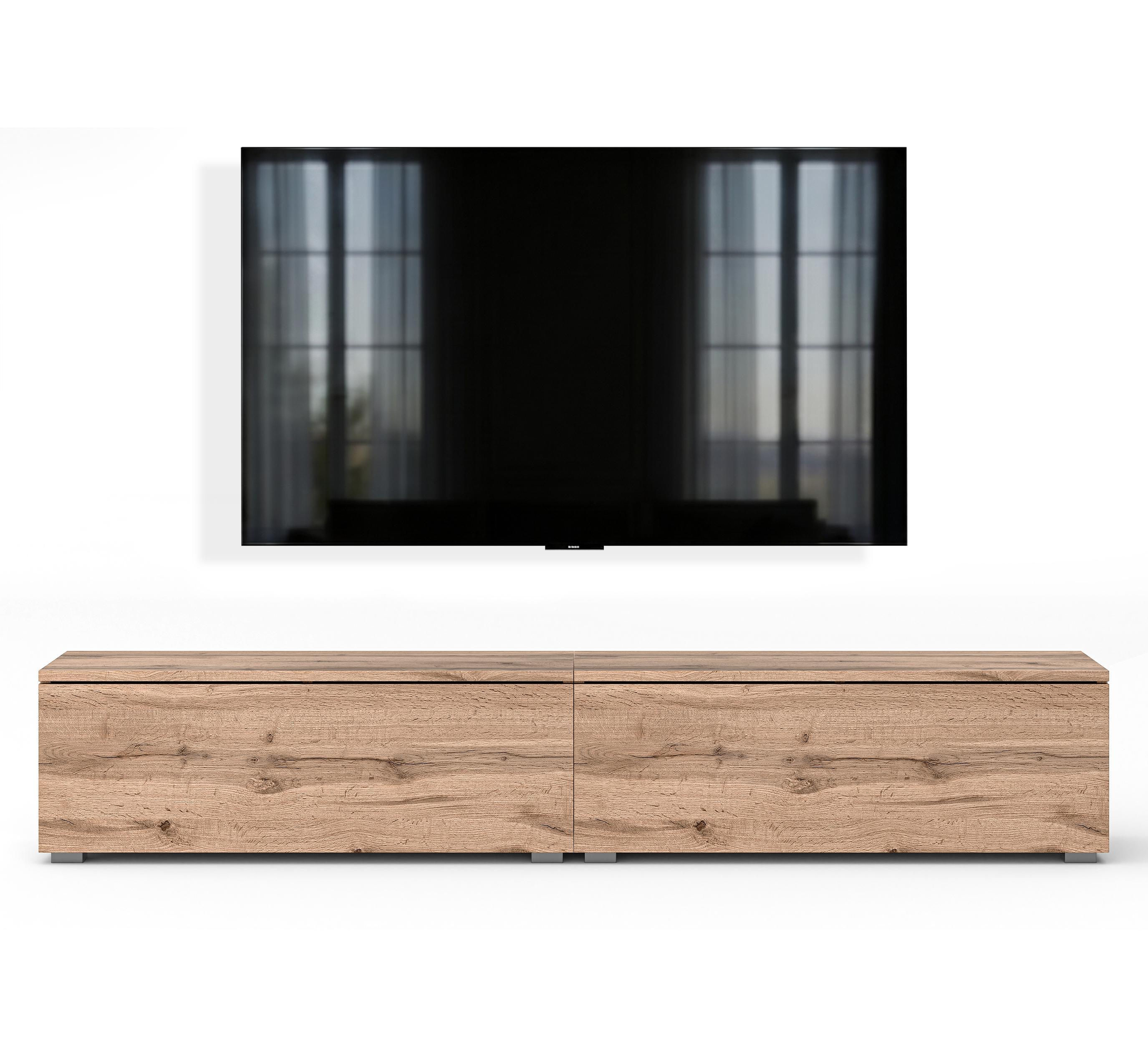 LOWBOARD Barvo 2x100 Eiche Wotan 200/36,5/32 cm – hängend oder stehend - Braun, Holzwerkstoff/Kunststoff (200/36.5/32cm) - AX Living