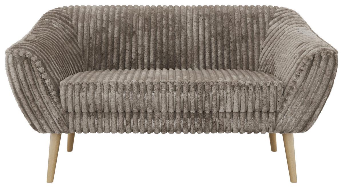 2-SITZER-SOFA PIRS - Hellbraun Cord - Holzbeine - Hellbraun/Buchefarben, Holzwerkstoff/Textil (140/75/74cm) - MKS