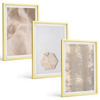 BILDER SET 3er Set - 40x60 cm Goldrahmen - Subtile Texturen, Boho-Natur - Goldfarben, Kunststoff (40/60cm) - TULUP