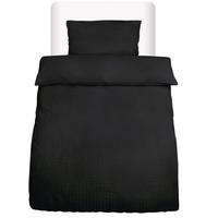 BETTWÄSCHE Meline 135/200 cm + Kissenbezug 40/80 cm Schwarz Seersucker - Schwarz, Textil (40/80cm) - Beautissu 