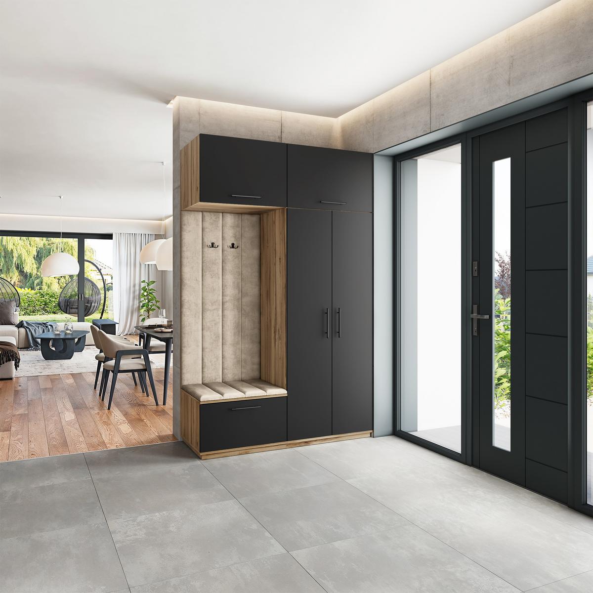 GARDEROBENSCHRANK REMA 150/240/60 cm Modern Eiche Wotan - Beige/Eiche Wotan, Holzwerkstoff (150/240/60cm) - MASSENO