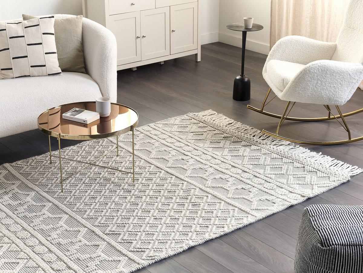 TEPPICH geflochten Solhan 230/160 cm - Beige, Textil (160/230cm) - Beliani