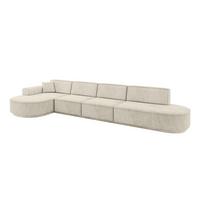 ECKSOFA Ottomane Links MARI-L3-v3 - 413x171x83 cm Ecru Velours - Ecru/Schwarz, Holzwerkstoff/Kunststoff (413/171cm) - ALTDECOR