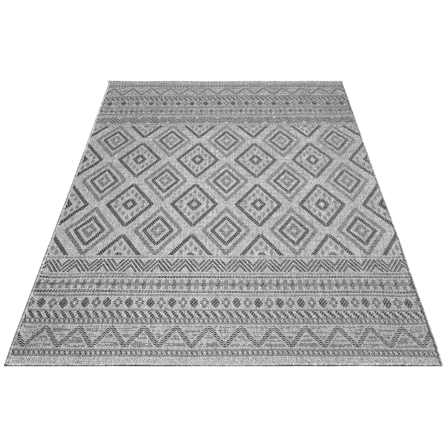 FLACHWEBTEPPICH, mit Rautenmuster, aus Polypropylen, Anthrazit, 80 x 150 cm - Anthrazit, Textil (80/150cm) - KADIMA DESIGN