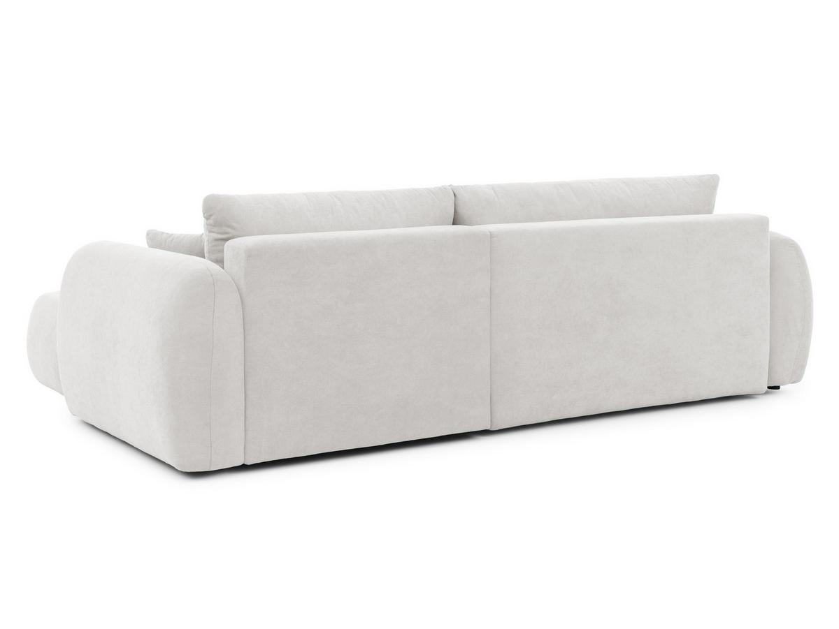ECKSOFA Loretto aus natürlichem Creme Webstoff mit Schlaffunktion, Bettkasten und tiefen Steppungen in Bubble-Optik - Creme/Schwarz, Holz/Kunststoff (275/180cm) - S-Style
