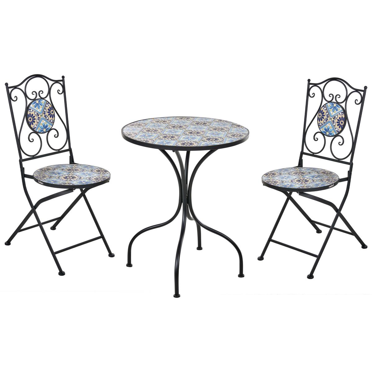 BISTRO-SET Schwarz Aggius - Blau/Schwarz, Metall - Beliani