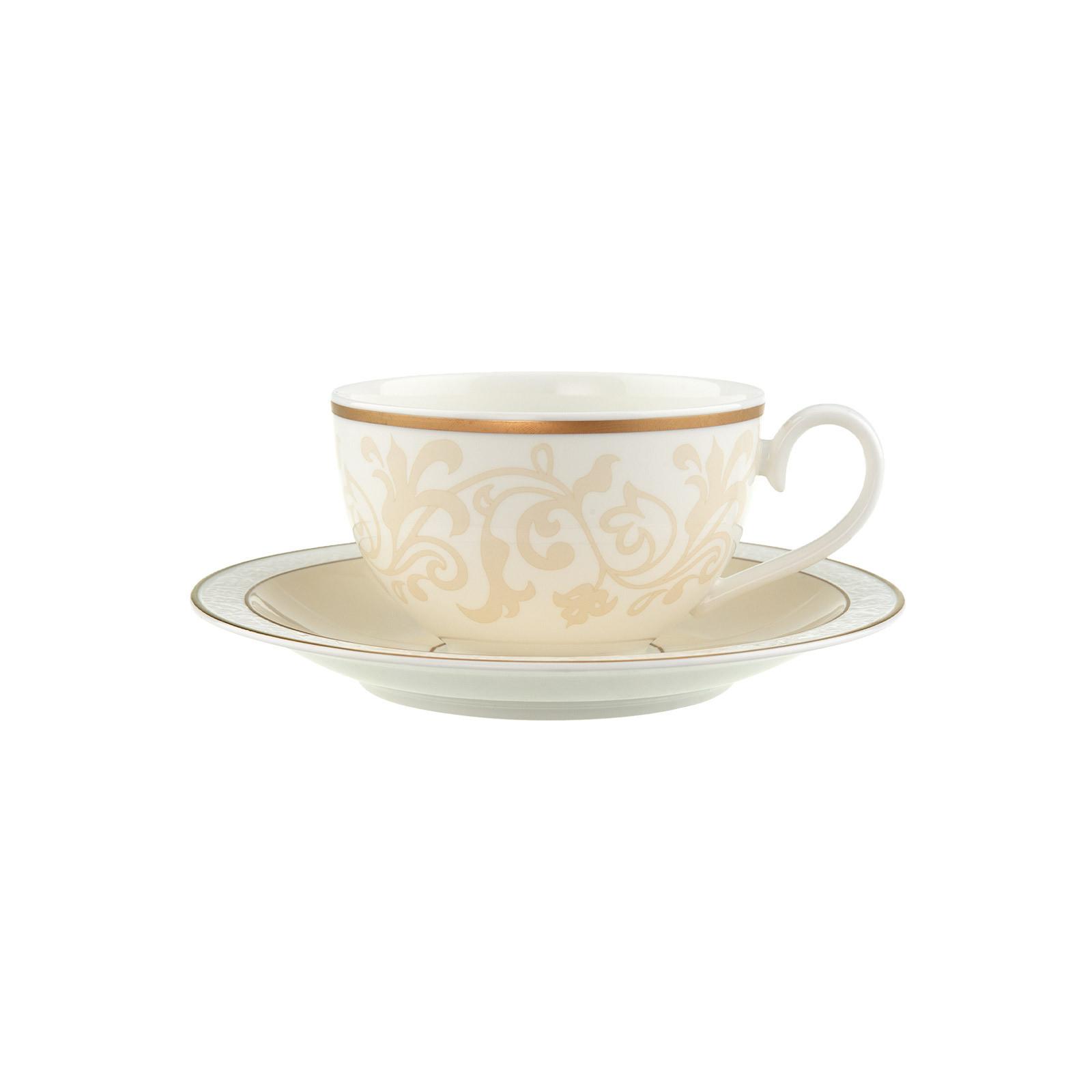FRÜHSTÜCKSTASSE MIT UNTERTASSE Ivoire weiß-gold 310 ml - Goldfarben/Weiß, Keramik (0.31L) - Villeroy & Boch