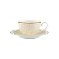 FRÜHSTÜCKSTASSE MIT UNTERTASSE Ivoire weiß-gold 310 ml - Goldfarben/Weiß, Keramik (0.31L) - Villeroy & Boch