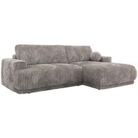 ECKSCHLAFSOFA RINA L Hellgrau Cord - rechts - Hellgrau/Schwarz, Kunststoff/Textil (170/267cm) - MKS