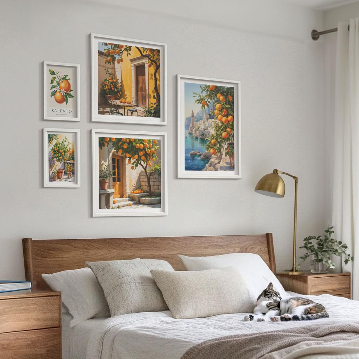 BILDER SET 5er Set - 50x50 cm & 20x30 cm & 40x60 cm Weißer Rahmen - Stadtansichten von Gebäuden - Weiß, Kunststoff (40/60cm) - TULUP
