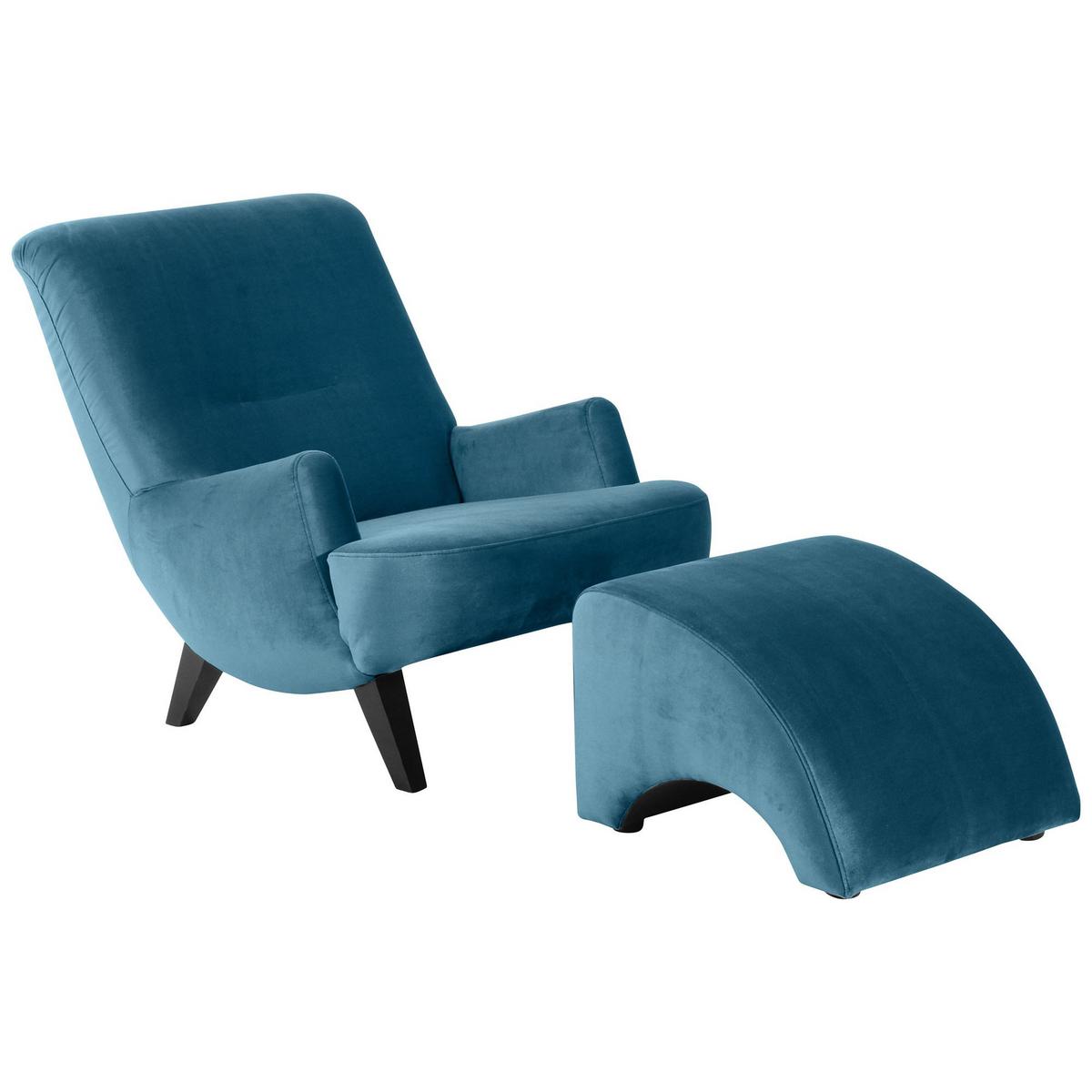 POLSTERHOCKER Kajsa Samtvelours petrol - Petrol, Kunststoff (52/37/54cm) - 58aufmkessel
