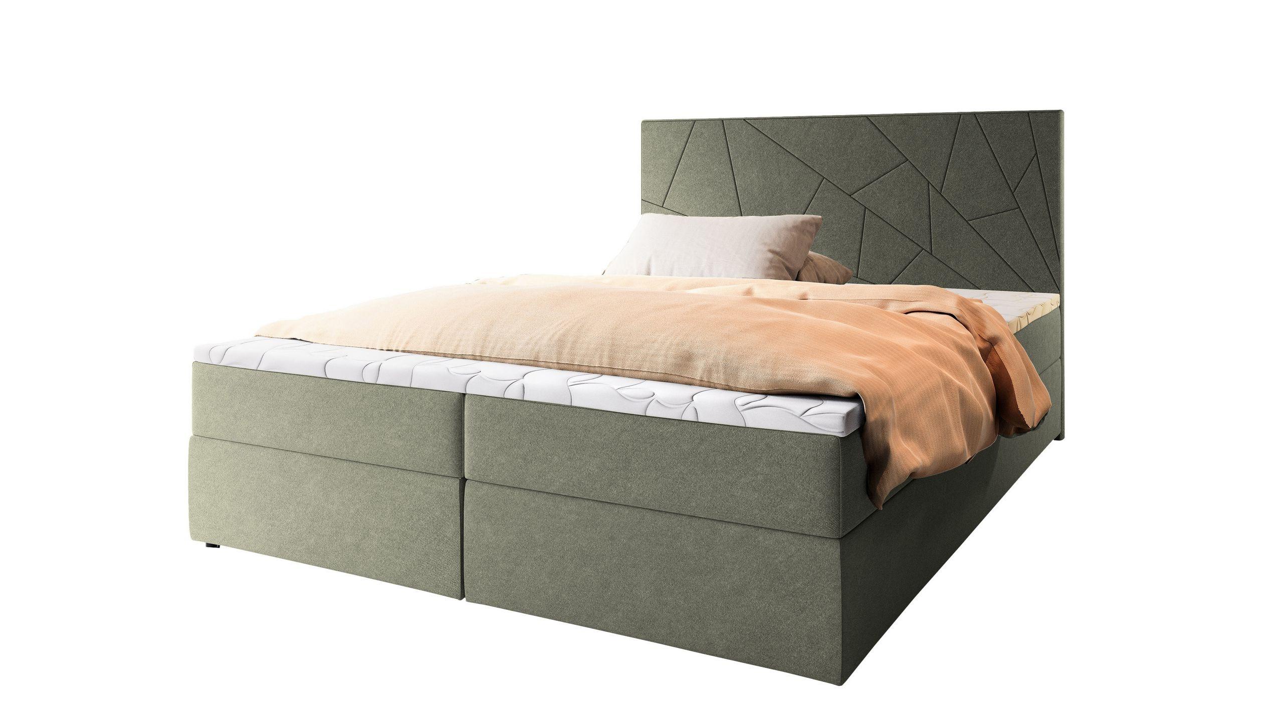 BOXBETT MADO 160x200 cm mit Matratze und Topper - Grün - Grün, Holz (160/200cm) - MASSENO