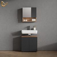 BADMÖBEL-SET Ronco Anthrazit gepunktet 2 Teile, Unterschrank 60 cm - Anthrazit, Holzwerkstoff (60/59/30cm) - Livinity®