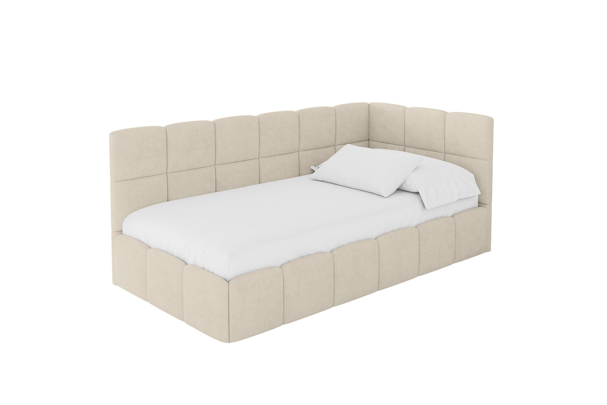 EINZELBETT Jugendbett mit Bettkasten Links, ohne Matratze - LIVY 100x200 Beige - Cappuccino, Holzwerkstoff/Textil (100/200cm) - ALTDECOR