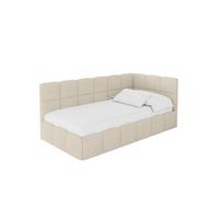 EINZELBETT Jugendbett mit Bettkasten Links, mit Matratze - LIVY 90x200 Beige - Cappuccino, Holzwerkstoff/Textil (90/200cm) - ALTDECOR