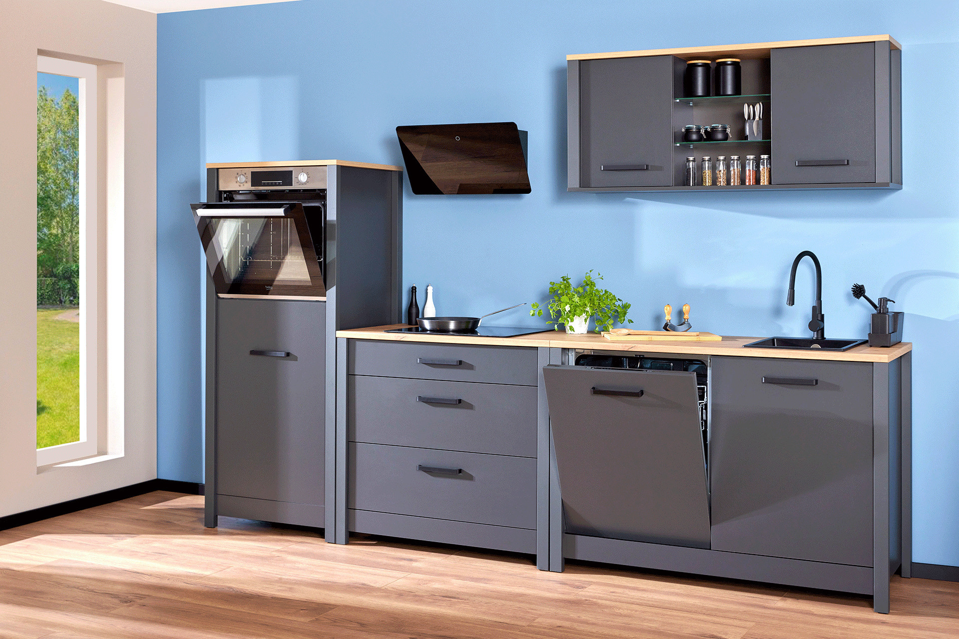 Küchenserie Venet in Anthrazit/Artisan Eiche