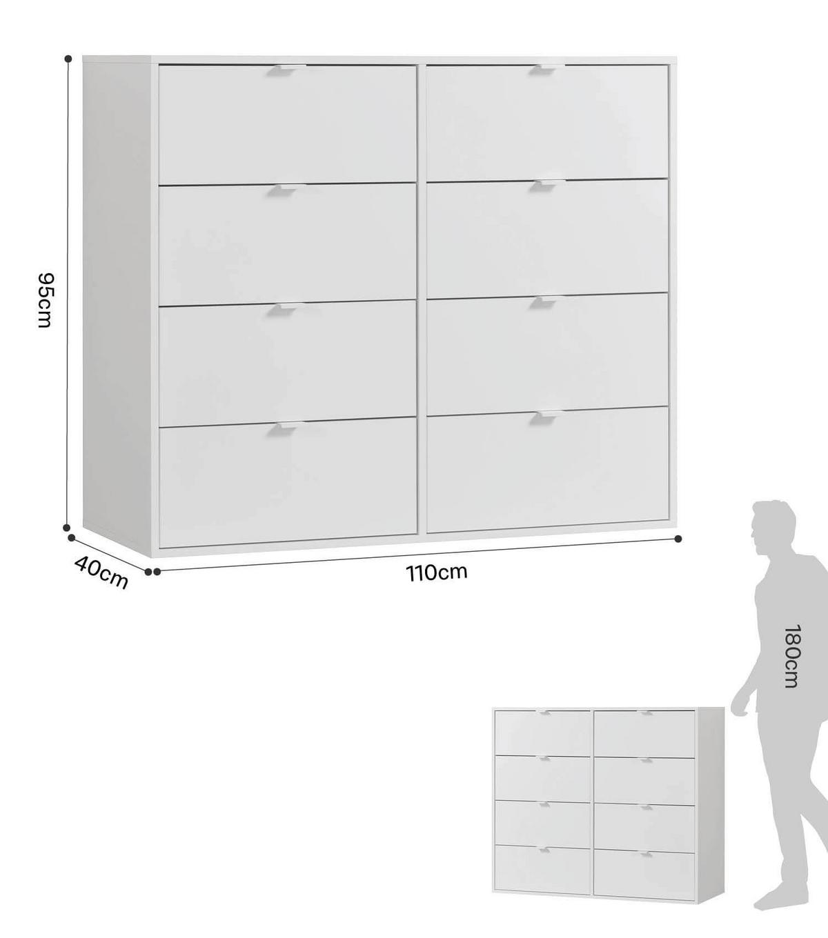 KOMMODE Die Stilvolle - Weiß, Holzwerkstoff (110/95/40cm) - Mokebo