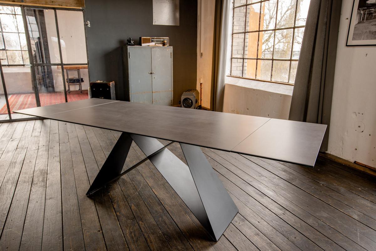 AUSZIEHTISCH BENNO Schwarz Glas, Metall - Schwarz, Glas (90/160/76cm) - KAWOLA
