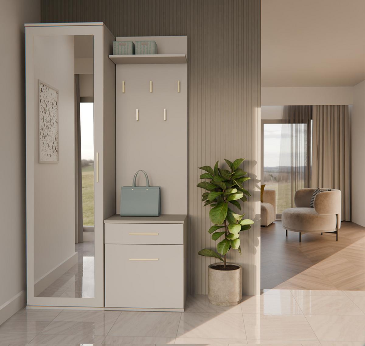 GARDEROBE modern mit Spiegel Schrank Duo Kaschmir 100/180/35 - Kaschmir, Holzwerkstoff (100/180/35cm) - RAUMHIRSCH FURNITURE