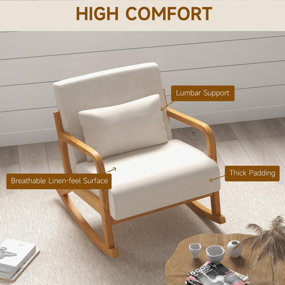 SCHAUKELSESSEL, Schaukelstuhl, Creme - Creme, Metall (92/81.5/64.5cm) - HOMCOM