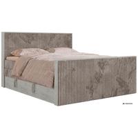 BOXSPRINGBETT NORDIC KING DUO 140/200 - Hellbraun Cord - Topper Visco - H3 - Hellbraun/Schwarz, Kunststoff/Textil (140/200cm) - MKS