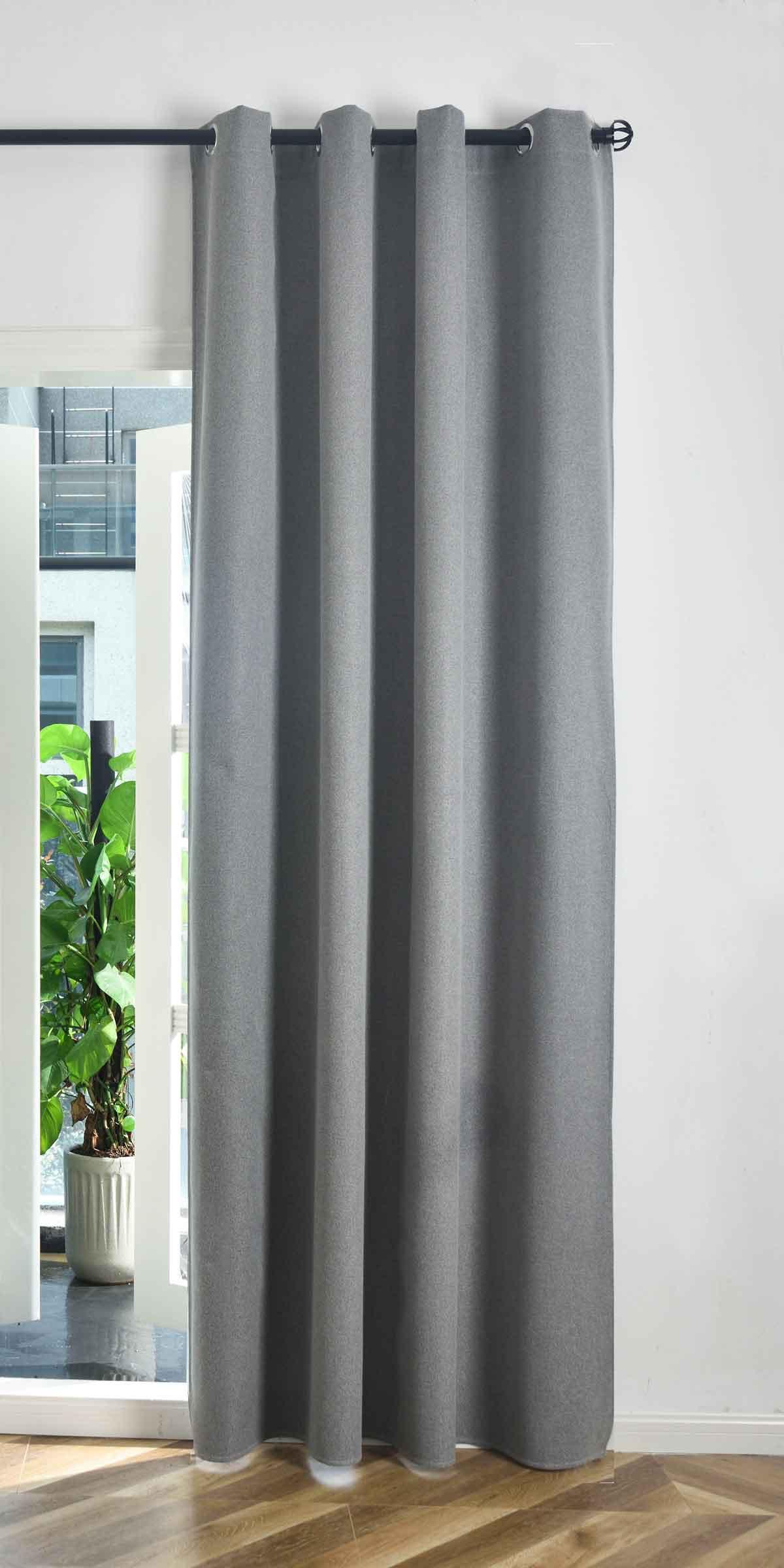VORHANG MÜNCHEN DARK HxB 225x145 cm Grau - Grau, Textil (145/225/225cm) - Gardinenbox
