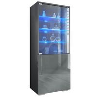 VITRINE Granada Grau Hochglanz - Grau, Holzwerkstoff (50/122.5/34.5cm) - Vladon