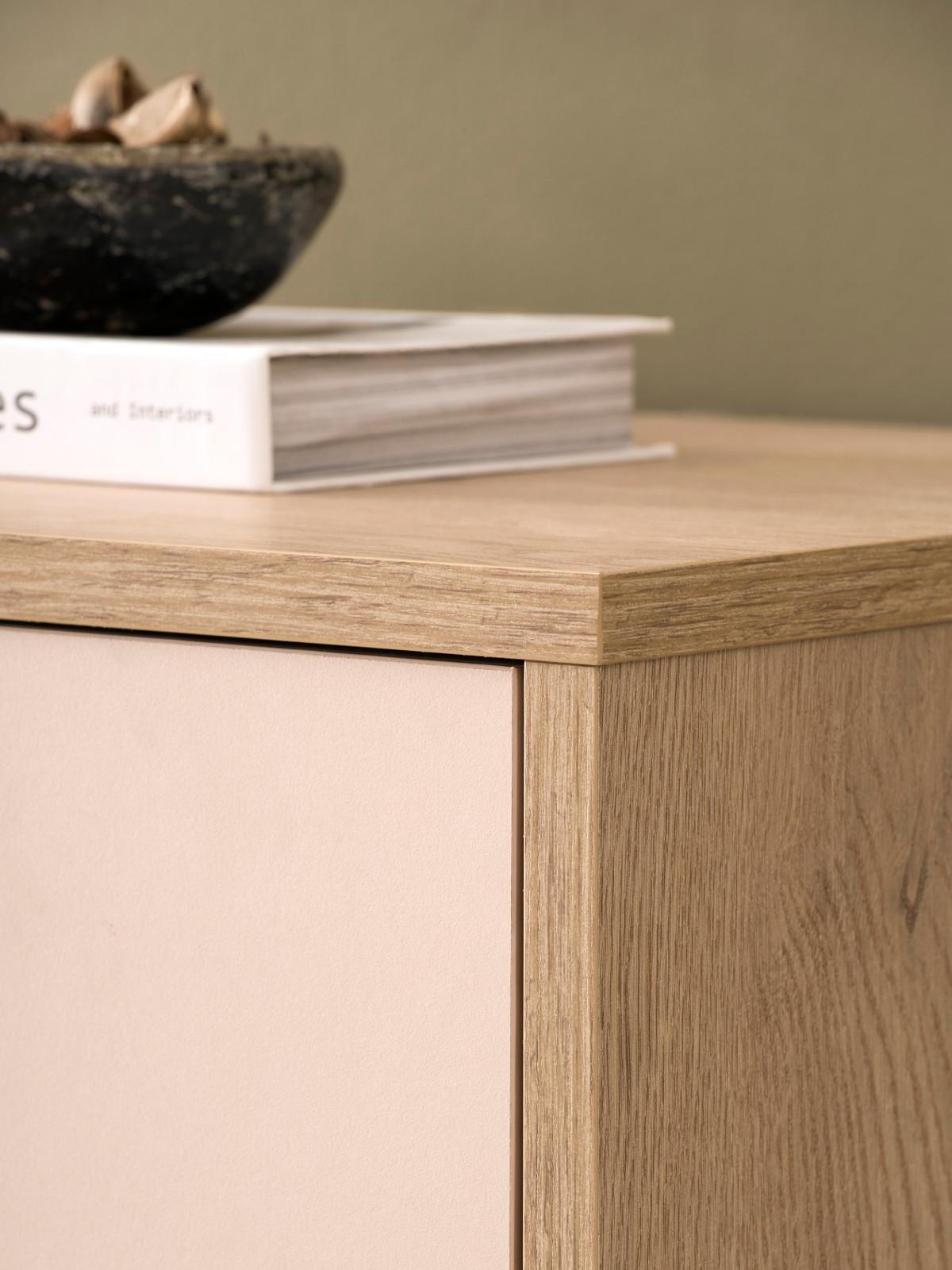 HIGHBOARD Kaschmir, Eiche 115 x 140 cm, Kommode mit Soft-Close - Kaschmir/Eichefarben, Holzwerkstoff/Metall (115/140/40cm) - Furn.Design