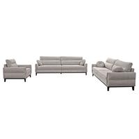 SITZGARNITUR Belweder, zwei Sofas+Sessel, Beige, Velours - Wengefarben/Hellgrau, Holz/Textil (268/95/94cm) - Beautysofa