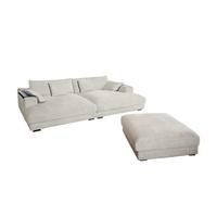 BIG SOFA-SET 7-TLG MADELINE Cremeweiß Cord - Creme/Schwarz, Kunststoff/Textil (290/85/170cm) - KAWOLA