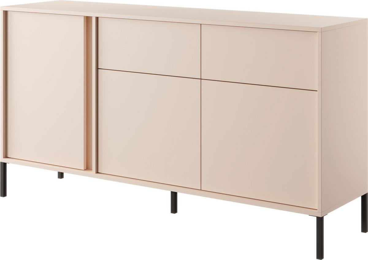 SIDEBOARD Donna in Beige mit LED 153/81/40 cm - Beige/Schwarz, Holzwerkstoff/Metall (153.1/81.4/39.5cm) - WFL GROUP
