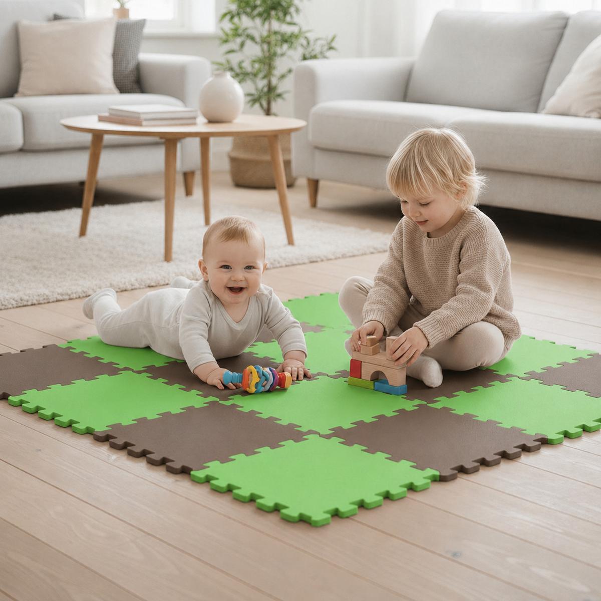 SPIELMATTE ab Null - 180/90/1 cm Puzzlematte Grün - Multicolor, Kunststoff (30/30cm) - Littletom