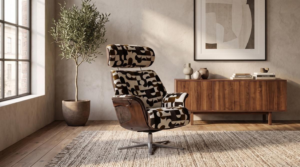 RELAXSESSEL TOSAR Braun Webstoff Relaxfunktion - Silberfarben/Braun, Textil/Metall (83/110/89cm) - KAWOLA