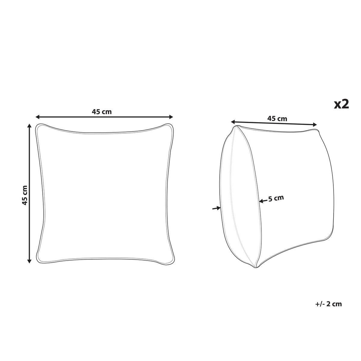 DEKOKISSEN 2er-Set Braun 45/45 cm Ianthe - Braun/Weiß, Naturmaterialien (45/45cm) - Beliani