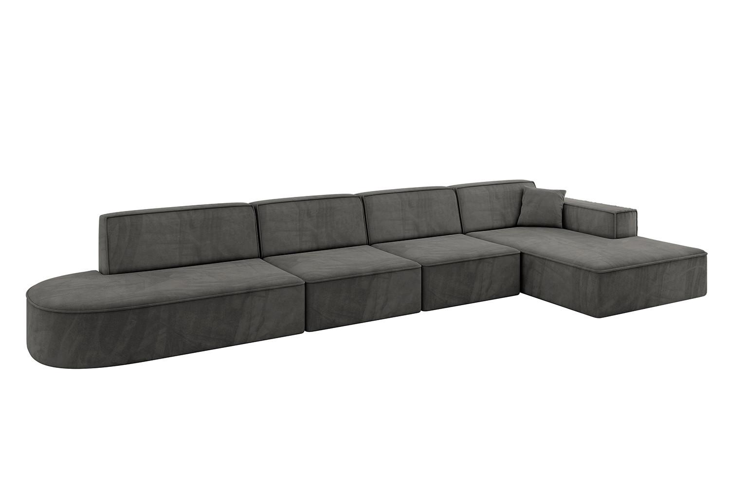 ECKSOFA Ottomane Rechts IREA-L3-v4 - 412x165x77 cm Ecru - Anthrazit/Titanfarben, Holzwerkstoff/Textil (412/165cm) - ALTDECOR