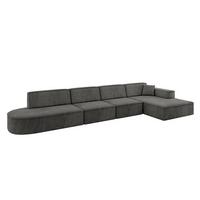 ECKSOFA Ottomane Rechts IREA-L3-v4 - 412x165x77 cm Ecru - Anthrazit/Titanfarben, Holzwerkstoff/Textil (412/165cm) - ALTDECOR