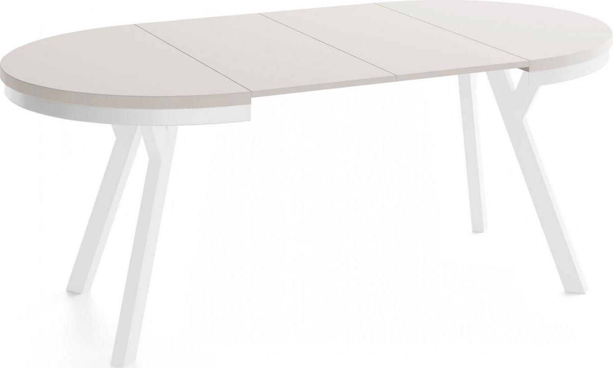 ESSTISCH Vero Neo Weiß rund ausziehbar verlängerbar, Kaschmir 90-190/90/77 cm - Kaschmir/Beige, Holz/Holzwerkstoff (90/190/77cm) - WFL GROUP