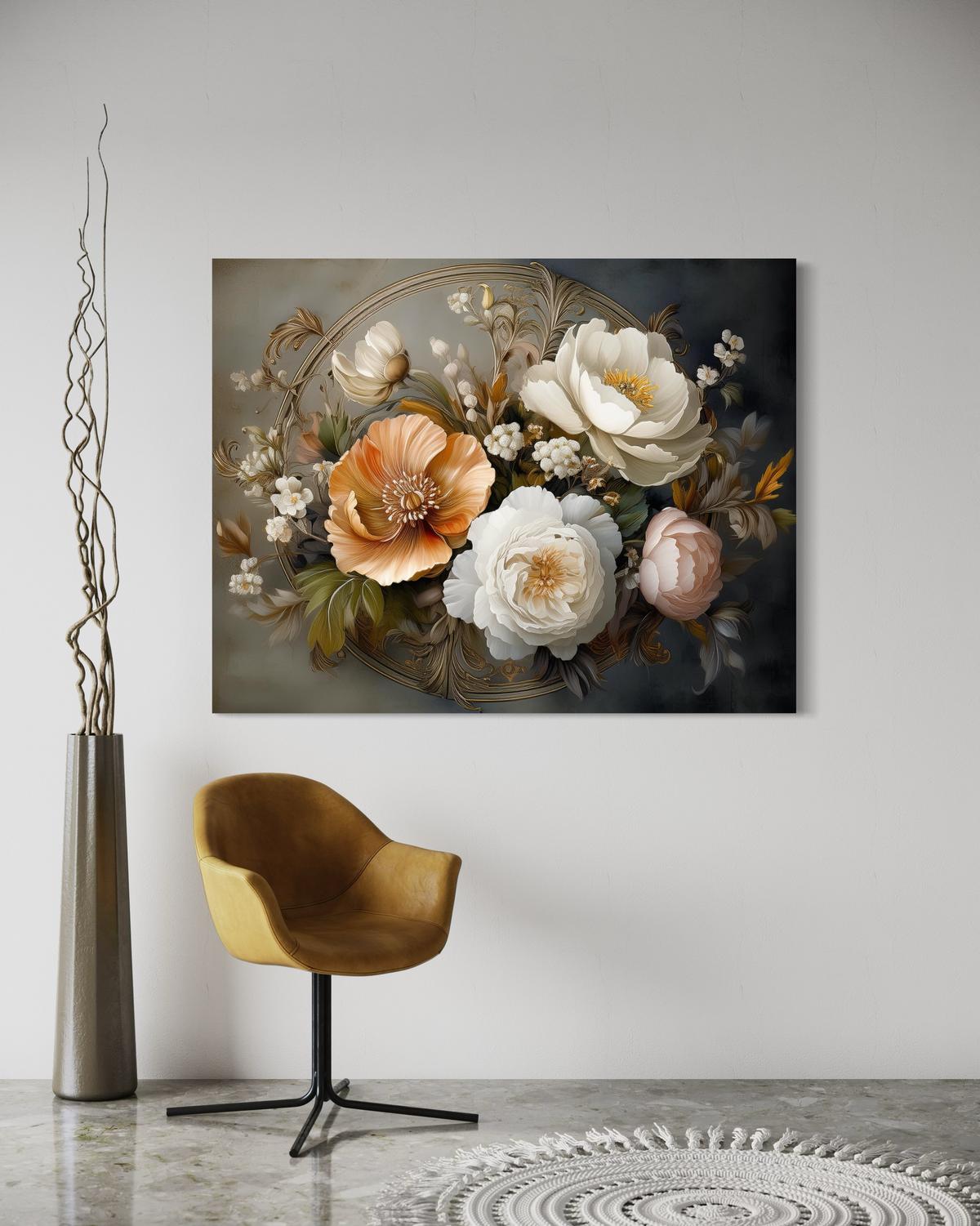 WANDBILD natur botanicals blattwerk blumen - Grau, Textil (60/40cm) - Feeby
