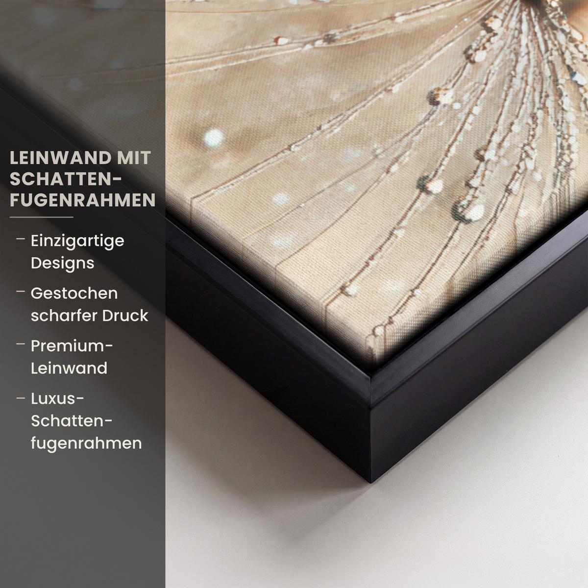 LEINWAND Bilder mit Rahmen - Löwenzahn - Abstrakt - Natur - Beige - 60x80 - Braun, Textil (60/80cm) - MuchoWow