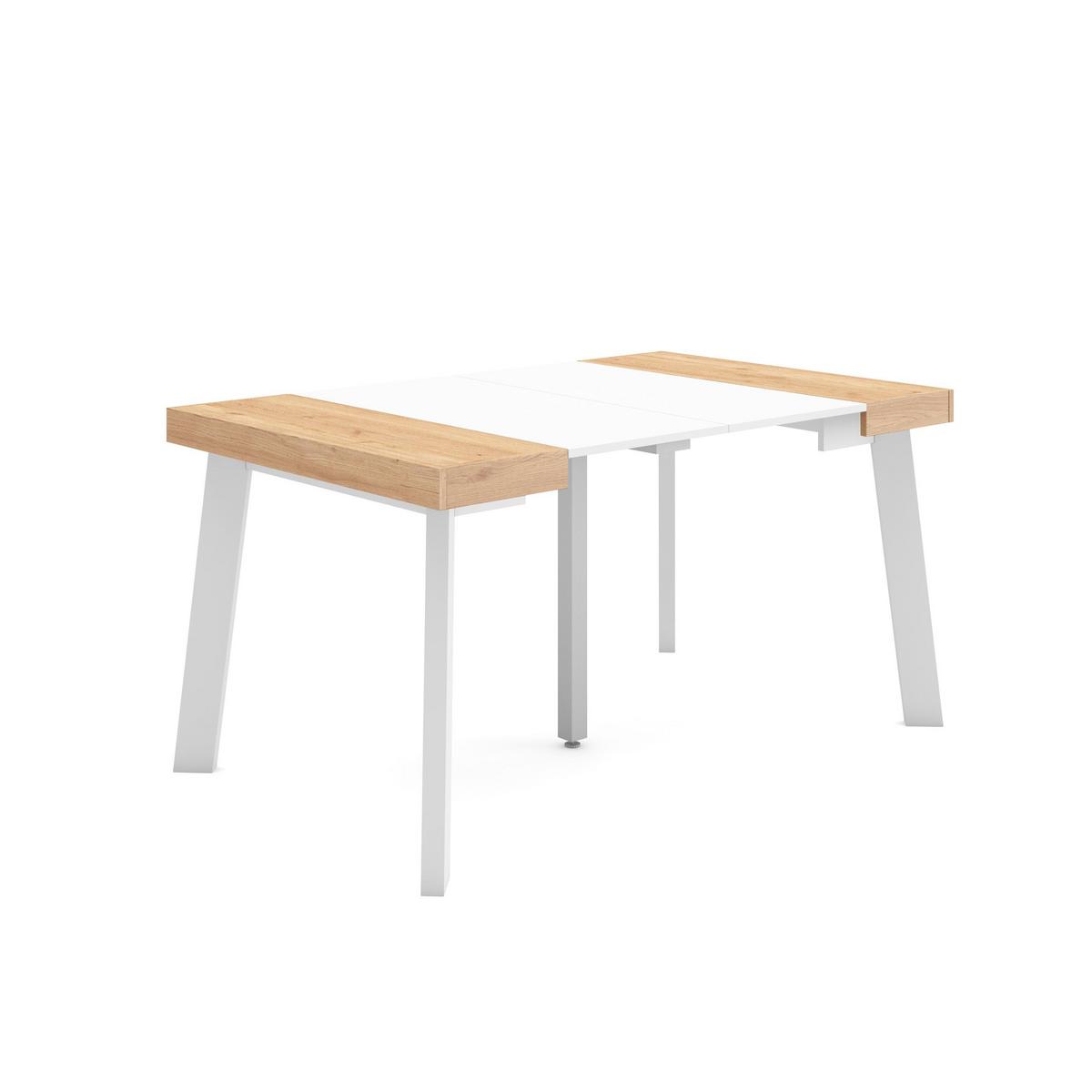 KONSOLENTISCH ausziehbar 58 bis 140cm, für 6 Gäste, eiche weiß, 90/58/73cm - Eichefarben/Weiß, Holzwerkstoff (90/140/73cm) - Skraut Home