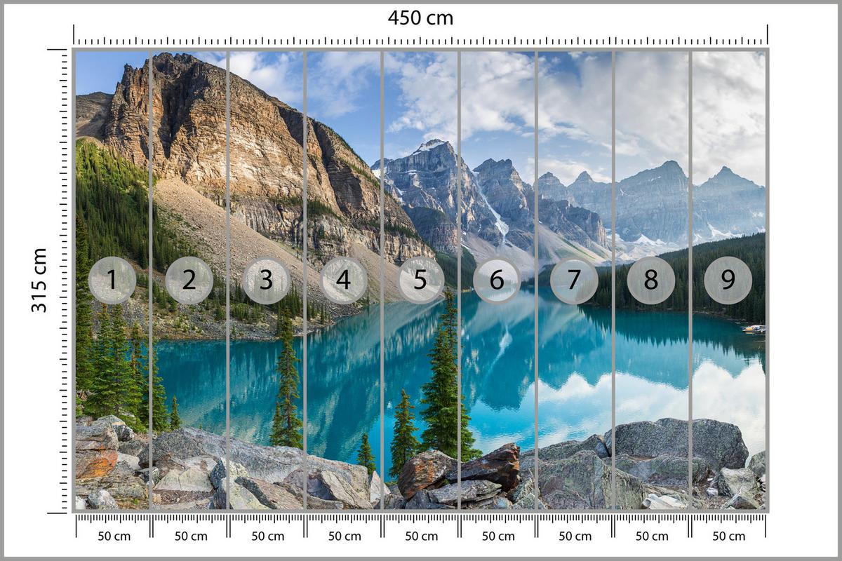 FOTOTAPETE für Wohnzimmer Bergsee Landschaft 3D 450x315 - Beige/Braun, Papier (450/315cm) - Muralo